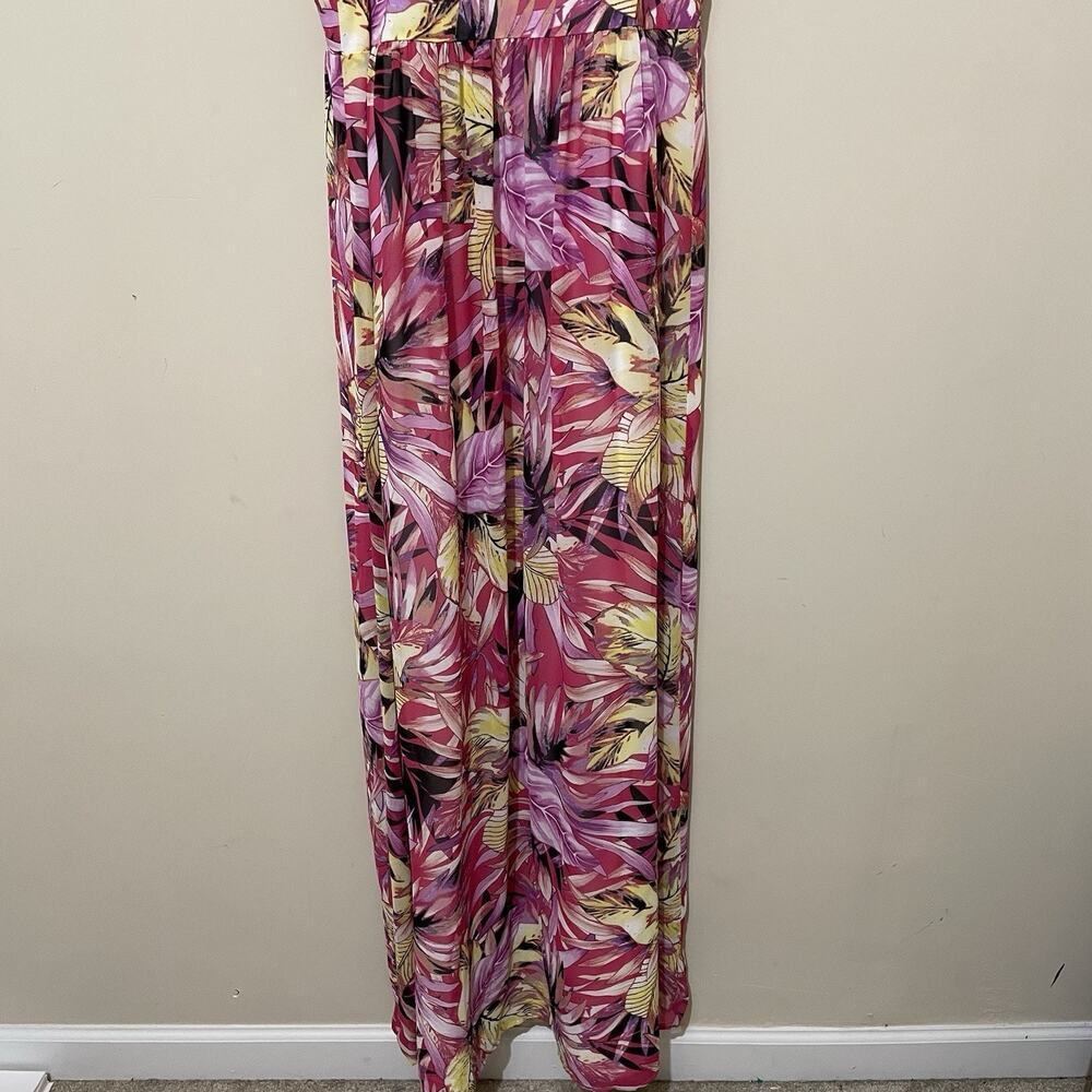 Anne Klein Pink Floral Hawaiian Maxi Dress Tropical Travel Resort Wear Size 10 - Picture 3 of 8